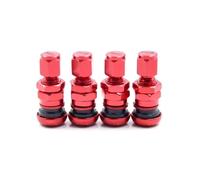 Électrovanne Kit de tiges de valve courtes for voiture, camion, moto, boulon métallique, avec capuchon anti-poussière, accessoires de voiture, 4 pièces Vanne(Red)