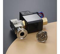 Électrovanne normalement ouverte en acier inoxydable SS 304, 2 voies, raccord for tuyau d'huile et d'acide, tube DSJ-M YDF-LOK LOK AC220 V DC12 V, 1 pièce(Without Fittings,AC220V)