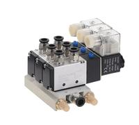 Électrovanne pneumatique 3 voies 4V210-08, 1 pièce, DC12V DC24V AC110 AC220, triple avec base, connecteur enfichable, silencieux(8mm Fittings,DC 24V)