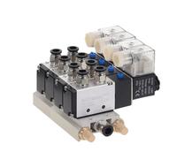 Électrovanne pneumatique 4 voies 4V210-08, 1 pièce, DC12V DC24V AC110 AC220, triple électrovanne avec base, connecteur enfichable, silencieux(6mm Fittings,DC 24V)