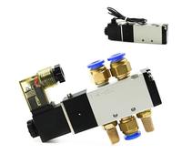 Électrovanne pneumatique 4V110-06, 1/8 pouces, Port à 5 voies, 2 positions, vannes magnétiques électriques for gaz et Air, DC12V 24V 110 V220V, bobine Volt(Wire w 12mm Fittings,DC 24V)