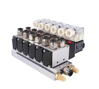 Électrovanne pneumatique 4V210-08 2 positions 5 voies 12 V 24 V 110 V 220 V 6, base en aluminium, raccord 8 mm, silencieux, ensemble de 2 à 10 stations(8 Stations,DC24V)