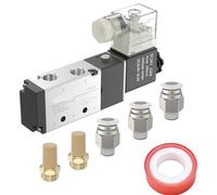 Électrovanne pneumatique 4V210-08 2 positions 5 voies 12 V/24 V/110 V/220 V Vanne d'inversion de cylindre à bobine unique Vanne électrique 220 V Vanne de commande électromagnétique (/DC12 V) (-DC24 V)
