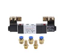 Électrovanne pneumatique 4V230-08C 5 voies 3 positions 1/4 "DC12V DC24V AC110V AC220V w connecteur de raccords 4 6 8 10 12mm(4mm connector,220 Volt)