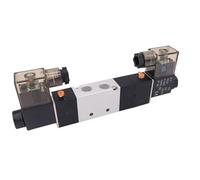 Électrovanne Pneumatique 4V330E/C/P-08/10, Double Bobine, Orifice 1/4" 3/8" AC220V, Vanne De Régulation 5/3 Voies Avec Voyant LED De Type Prise(4V330P-08,AC220V)