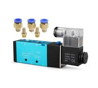 Électrovanne pneumatique 5 ports, voies, 2 positions, 8 mm, 10, 12, raccord de tuyau, commande électrique, vanne magnétique air-gaz V, 24, 220(With-12mm-fitting,AC220V)