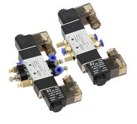 Électrovanne pneumatique à double bobine 4V220-08 5 voies 2 positions 1/4 1/8 pouce DC12V DC24V AC110V AC220V avec raccords silencieux 1 pièces(SL8mm-Adjust,AC 110V)
