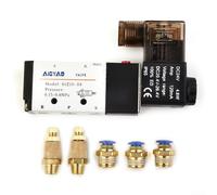 Électrovanne pneumatique DC 24 V 4V21008 5 voies 2 positions avec connecteur silencieux pour tube d'air 1/4 NPT et structure pilote interne