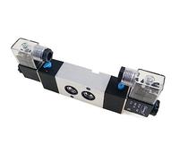 Électrovanne pneumatique for Air 24v, montage sur plaque, 4M320-08/10 ports 1/4 3/8 pouces, vanne de commande à 5 voies avec bouchon, Double bobine, 1 pièces(12V,4M320-10)
