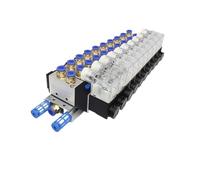 Électrovanne pneumatique groupe vanne île 4V210-08 série AC110V/220V DC12V/24V bloc avec collecteur de Base de raccord de silencieux(10F 4V210-08,DC12V 6mm tube)