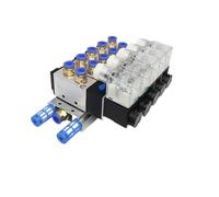 Électrovanne pneumatique groupe vanne île 4V210-08 série AC110V/220V DC12V/24V bloc avec collecteur de Base de raccord de silencieux(5F 4V210-08,AC220V 8mm tube)