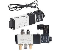 Électrovanne pneumatique pneumatique à air 4V110-06 1/8 BSP 5 voies 2 positions gaz pneumatiques électriques magnétiques DC 12 V 24 V 110 V220 V Bobine Volt (fil avec raccords 6 mm, DC12V)