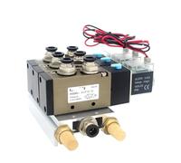 Électrovanne quadruple 2 positions 5 voies 4V310-10 DC24V 12V AC220V AC110V, base en aluminium, silencieux, ensemble de 3, 4, 5 et 6 stations, 1 pièce(Ac110v 10mm Fittings)