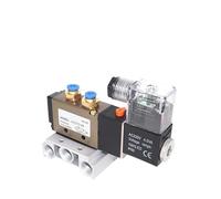 Électrovanne quadruple 5 voies 2 positions 4V210-08 DC12V 24V AC110V 220V 380V, base en aluminium, silencieux, ensemble de 1 à 10 stations(5 Stations,DC12V)