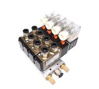 Électrovanne quadruple 5 voies 4V210-08 DC12V 24V 2 positions, base en aluminium, silencieux, ensemble 3, 4, 5, 6 stations, 110 V CA, 220 V CA(AC220V 10mm fittings,6 Stations)