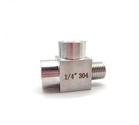 électrovanne Raccord de tuyau à filetage mâle femelle à 3 voies en acier inoxydable raccord adaptateur haute pression(Male-Female-Male,3/8")
