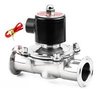 Électrovanne sanitaire en acier inoxydable SUS304, DC24V AC220V DN15/20/25/32/40/50 1.5 "2" 2.5 ", triple pince, brassage à domicile(DN20AC220V,POLISHED_304)
