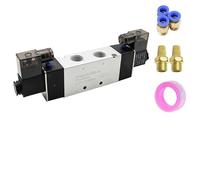 Électrovanne série 4V, 1 pièce - Vanne pneumatique à double bobine 5/2 voies, 12 V CC à 220 V CA (4V120-06 à 4V420-15)(4V420-15 PC8-04,AC220V)