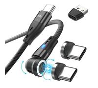 ElectroWorldFR câble USB magnétique 540° 1 mètres charge rapide et aimant puissant Type C vers Type C (2 embouts) Max 60W/27W(iProduit) 1m