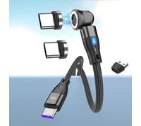 ElectroWorldFR câble USB magnétique 540° 100W 1.8mètres charge rapide et aimant puissant Type C vers Type C (2 embouts) Max 100W 1.8m