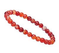 ELEDORO Bracelet en pierres précieuses pour femme 6 mm - Bracelet de perles fabriqué à la main en pierres naturelles | Bracelet extensible pour yoga, chakra, méditation et cadeau, 19 cm, Agate rouge