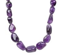 ELEDORO Collier d'améthyste véritable pour femme en argent 925 avec pierre roulée violette 45 cm de long, Véritable améthyste d'Afrique, Améthyste