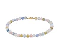 ELEDORO Collier en véritable béryl multicolore pour femme en argent 925 plaqué or avec fermeture magnétique 10 mm 48 cm de long, 10mm, Véritable béryl d'Afrique, Béryl