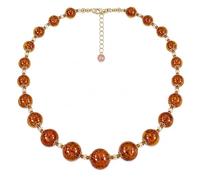 ELEDORO® Collier en verre de Murano pour femme - Verre de Murano original avec quartz aventurine - Collier 48 cm + 5 cm - Argent 925 plaqué or - Boules 10-15 mm