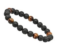 ELEDORO PowerBead Bracelet de perles extensibles en pierre précieuse véritable œil de tigre, 17 centimeters, Véritable pierre de lave et véritable pierre précieuse œil de tigre, œil de tigre