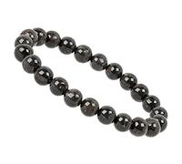 ELEDORO PowerBead Bracelet élastique en perles de pierres précieuses véritables 8 mm, 17 centimeters, Véritable opale matrice Andamooka non traitée, Andamooka Matrix Opale