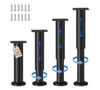 Eleechen 4 pièces de pieds de lit ajustables, 18-31 cm (7-12 pouces) pieds de meubles, pieds de table, pieds de support métalliques pour meubles résistants pieds lamellaires intermédiaires pour bureau