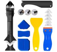 Eleechen Kit d'outils de calfeutrage en silicone avec 4 outils de remplacement pour joints en silicone pour la maison, la cuisine, la salle de bain, le sol, les coins