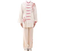 Eleeonora Uniforme Tai Chi Coton Brodé à La Main,Uniforme Unisexe De Kung Fu l'exercice Matinale,VêTements Pratique Tai Chi Le Printemps,Infroissable,pour MéDitation Et Retraite