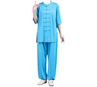Eleeonora Uniforme Unisexe De Kung Fu l'exercice Matinale,Tang Style Chinois Taiji Uniforme Art Martiaux,Tai Chi Homme Soie éLastique,DéContracté Et éLéGant,pour Exercices du Matin
