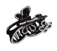 Eleery Bijoux Femme Pince Clip Cheveux Longue Coiffure Epingle Barrette Decorative Élégant Papillon Vol Strass Cristal Gripper Side Noué Noir