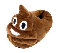 Eleery Pantoufles Peluches Chausson Peluche Adulte Unisexe Mignon Anti-dérapant Légers Emoji Agréable Ouple Maison Bureau (Marron)