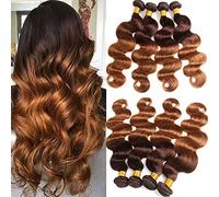 ELEE'S HAIR Ombre Brazilian Hair Bundles Body Wave Ombre Body Wave 4 Bundles Ombre Hair Bundles Body Wave Ombre Human Hair Bundles Ombre Bundles Brown Virgin Hair 2 Tone T4/30 (20 22 24 26)