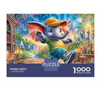 Elefant mit Ballons 1000 Pièces Puzzle Unique Belle Décoration Familiale Elefant mit Hut Puzzles Jouets De Jeu pour La Famille 38x26cm/1000pcs