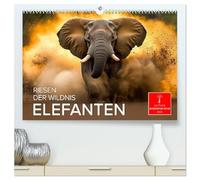 Elefanten - Riesen der Wildnis (hochwertiger Premium Wandkalender 2026 DIN A2 quer), Kunstdruck in Hochglanz: Sanfte Giganten in ihrem natürlichen Lebensraum.