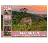 ELEFANTEN - Rüsselträger der Herzen (Tischkalender 2026 DIN A5 quer), CALVENDO Monatskalender: Asien sanfte Riesen