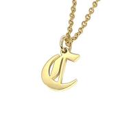 Elefezar Collier Lettre Alphabet Initiale Ancienne Anglaise, Métal, Zircone cubique