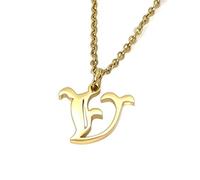 Elefezar Collier Lettre Alphabet Initiale Ancienne Anglaise, Métal, Zircone cubique