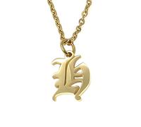 Elefezar Collier Lettre Alphabet Initiale Ancienne Anglaise, Métal, Zircone cubique