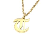 Elefezar Collier Lettre Alphabet Initiale Ancienne Anglaise, Métal, Zircone cubique