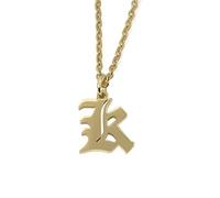 Elefezar Collier Lettre Alphabet Initiale Ancienne Anglaise, Métal, Zircone cubique