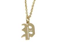 Elefezar Collier Lettre Alphabet Initiale Ancienne Anglaise, Métal, Zircone cubique