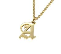 Elefezar Collier Lettre Alphabet Initiale Ancienne Anglaise, Métal, Zircone cubique