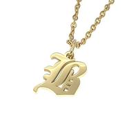 Elefezar Collier Lettre Alphabet Initiale Ancienne Anglaise, Métal, Zircone cubique