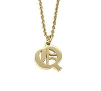 Elefezar Collier Lettre Alphabet Initiale Ancienne Anglaise, Métal, Zircone cubique