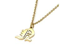 Elefezar Collier Lettre Alphabet Initiale Ancienne Anglaise, Métal, Zircone cubique